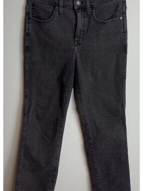 Madewell Stovepipe Jeans Size 26P Black Gray Denim Raw Hem 5-Pocket Women’s